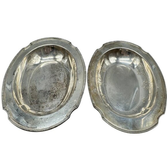Vintage Oval Serving Bowls With Ornate Rim Detailing Set Of 2 oval 11.5" READ - Picture 1 of 16